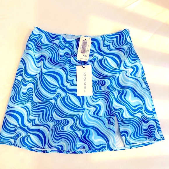 Cotten Candy LA Blue Satin Skirt & Shein Cropped Tank Top - Picture 3 of 7